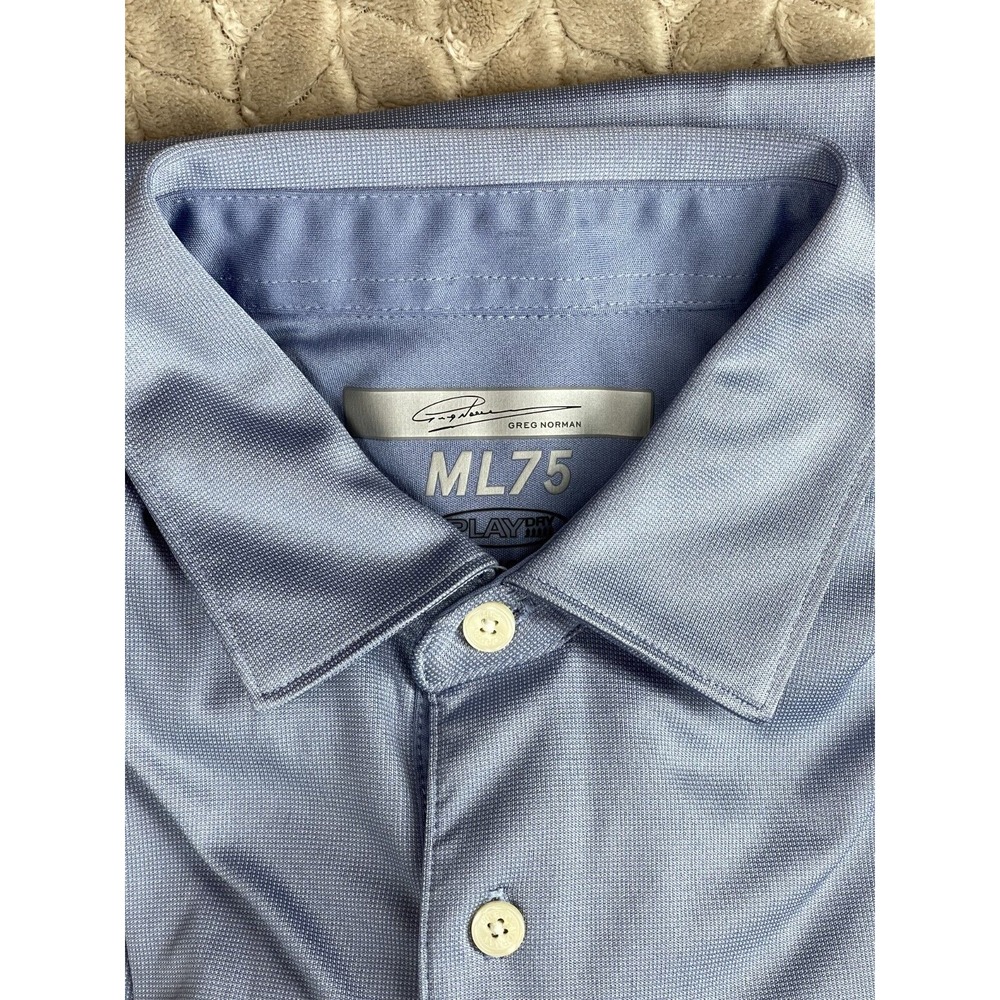 Greg Norman ML75 Polo Mens Size L Blue Short Sleeve Play Dry